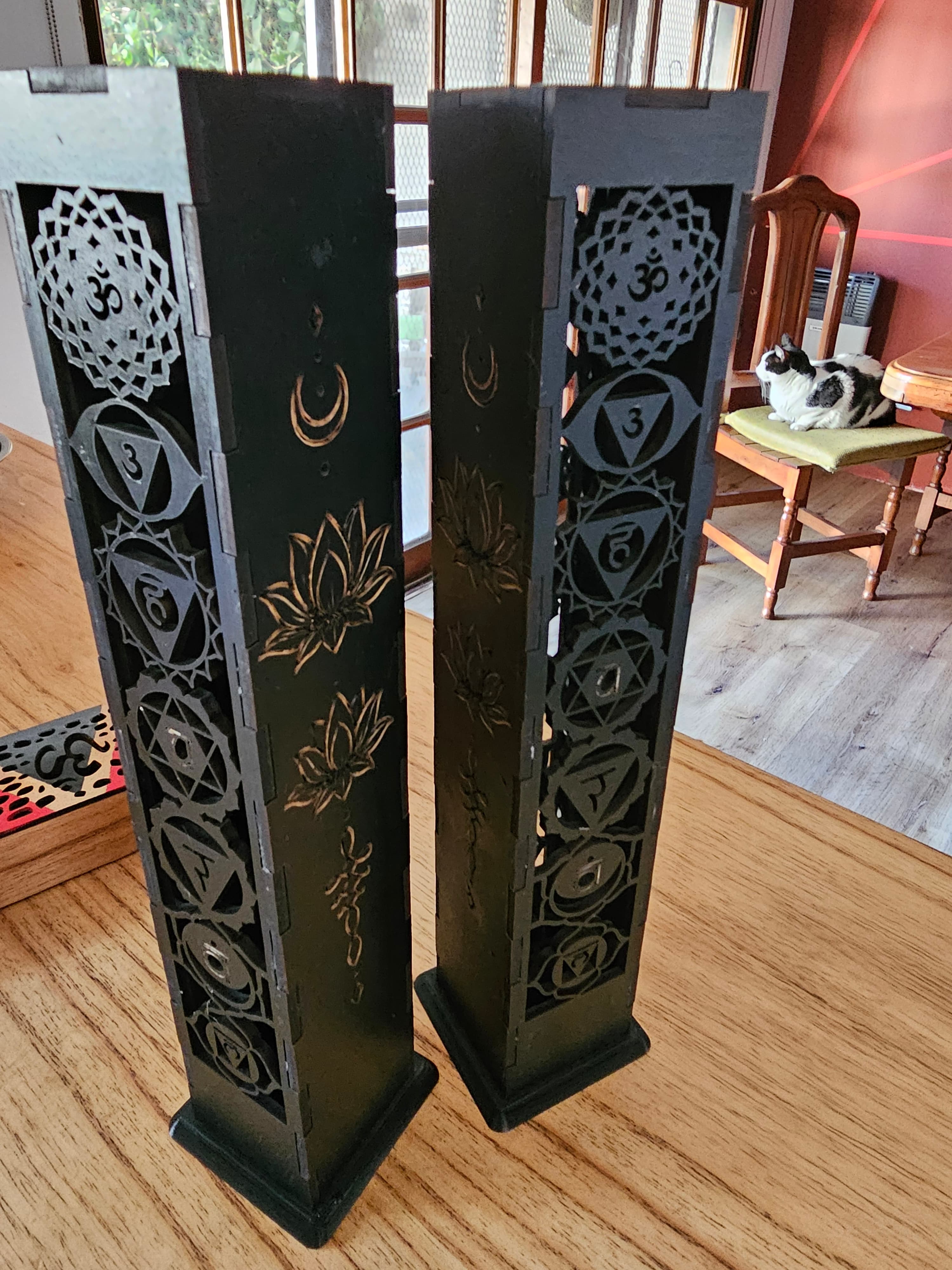 Torre Porta Sahumerios Chakras Con Colector De Cenizas — Corte Láser en CantibayPrint