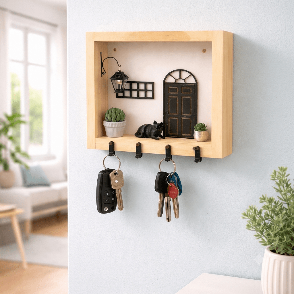 Porta Llaves, Diorama HomeCat, Cuadro Decorativo En Madera — Madera en CantibayPrint
