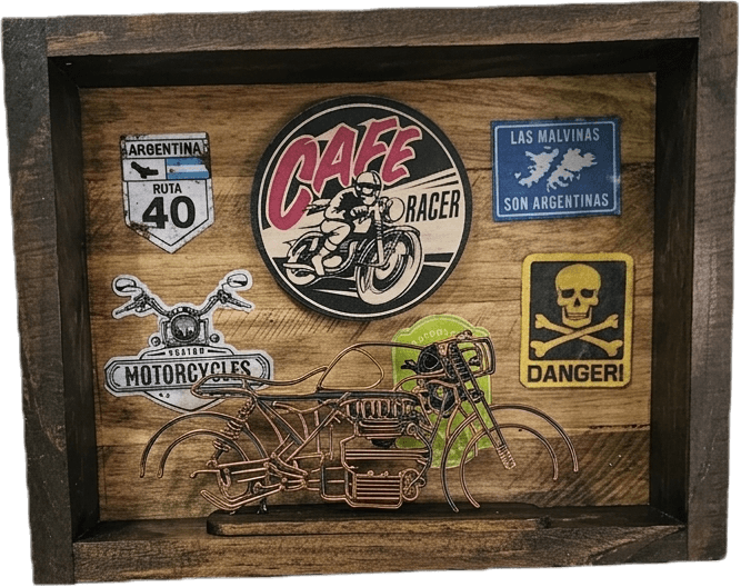 Diorama Cafe Race, porta llaves — Madera en CantibayPrint