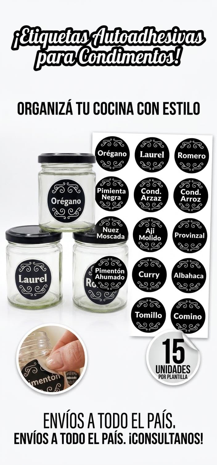 Etiquetas De Condimentos, Especias De 4.5cm Autoadhesivas