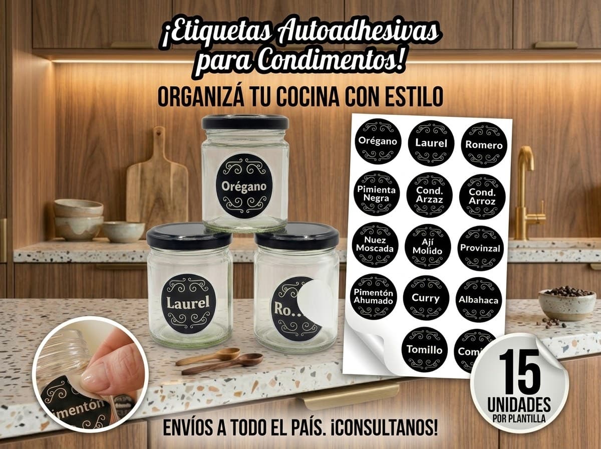 Etiquetas De Condimentos, Especias De 4.5cm Autoadhesivas